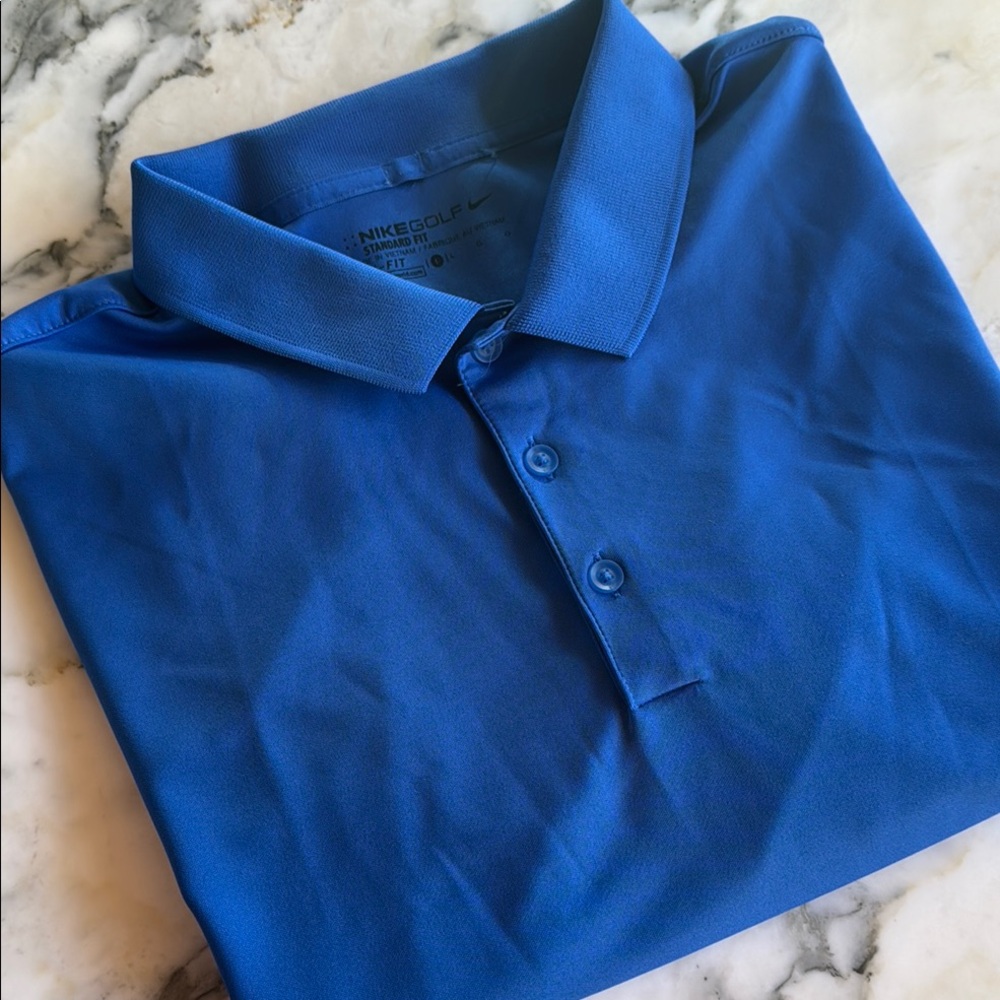 Nike Blue Golf Performance Standard Dri-Fit Polo Shirt Mens size Large - Picture 1 of 10